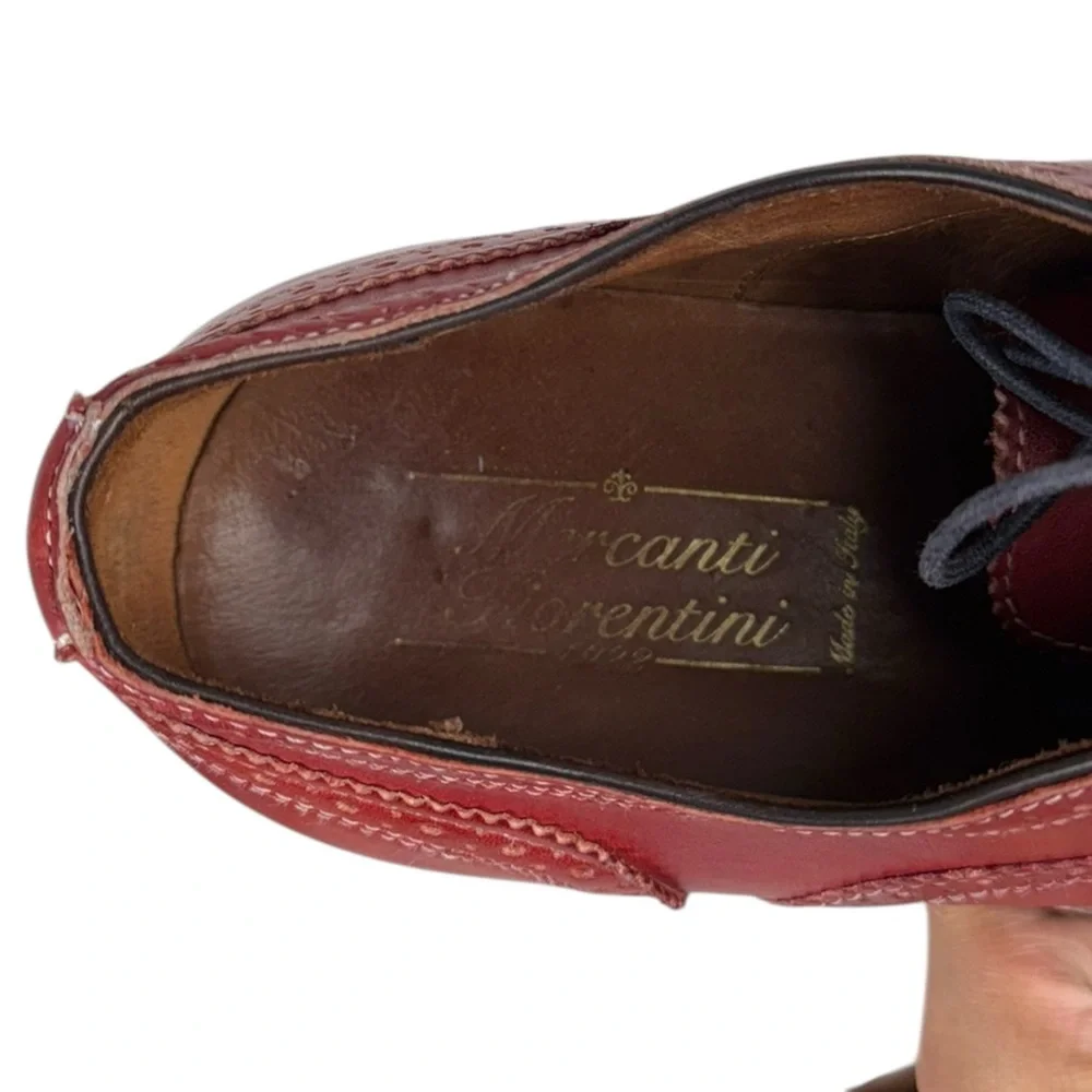 Mercanti Fiorentini Red Leather Wing Tip Oxford Mens Shoes US 11 M Casual